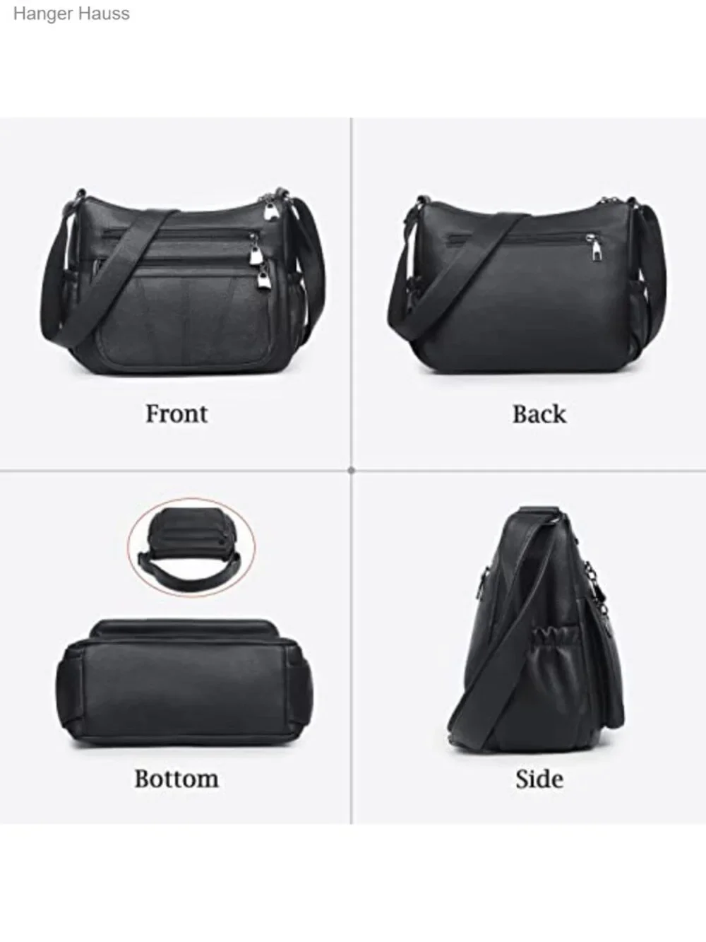 Women's Soft PU Leather Satchel Crossbody Handbag with Multiple Pockets Tote